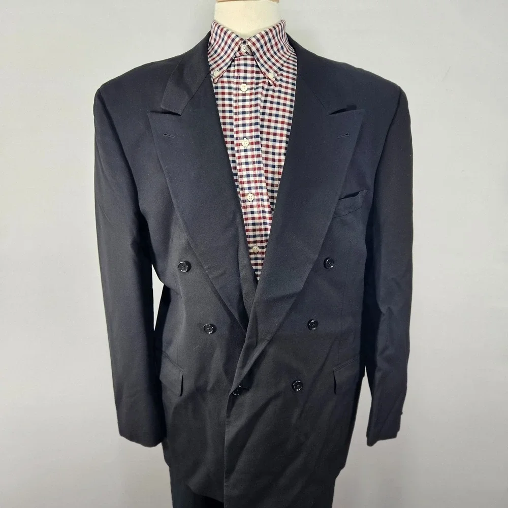 Joseph Abboud Men's Double‎ Breast Sport Coat Black Silk Wool Cotton 44L